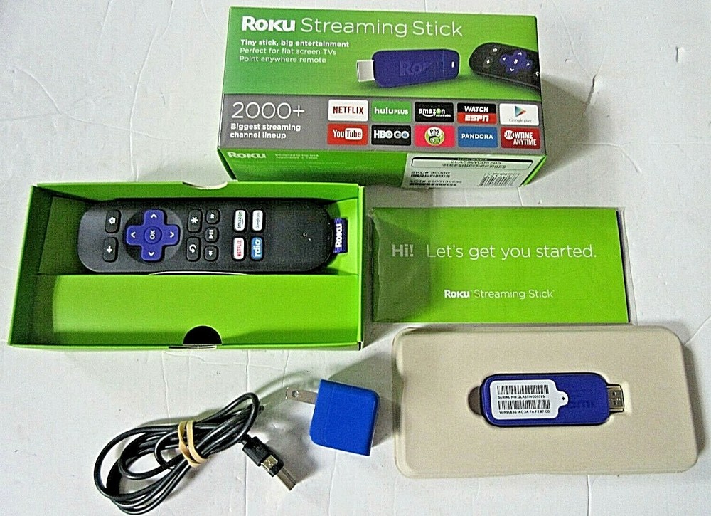 ROKU STREAMING STICK 3500R HDMI WITH REMOTE + CHARGER + USB
