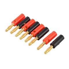 8pcs Red Black Plastic Jacket Audio Speaker Cable Banana Adapter Connector
