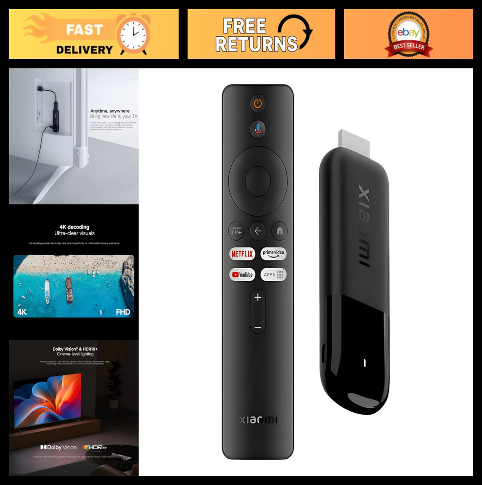 4K Streaming Media Player, Google TV, Dolby Vision, HDR10+, Wi-Fi 6, Voice Remot