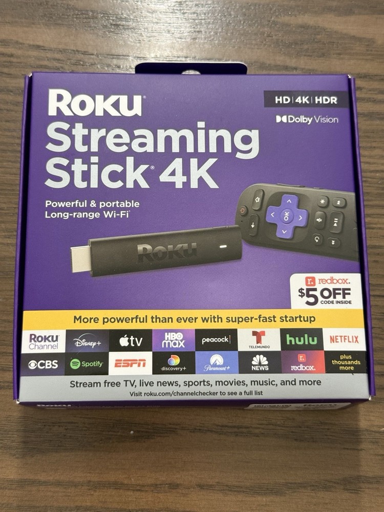 Roku Streaming Stick 4K/Hdr/Dolby Vision w/ Voice Remote & Long-Range Wi-Fi NEW