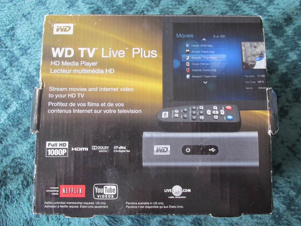 Western Digital WD TV Live Plus HD Media Player Streamer HDMI 1080P