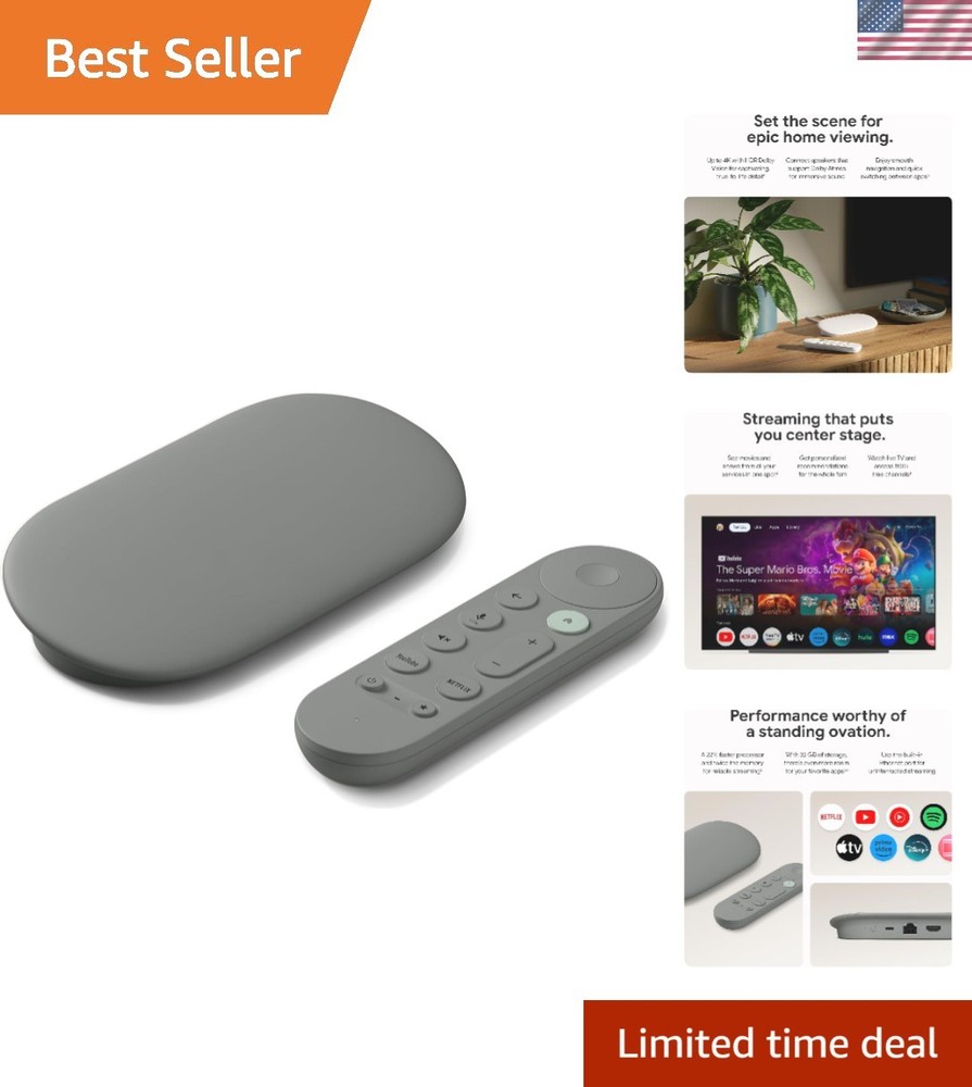 4K TV Streamer with Voice Search Remote – Smart Home Control & 32GB Storage