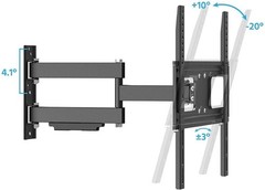 Monoprice Premium Full Motion TV Wall Mount Bracket Outdoor Waterproof, Black