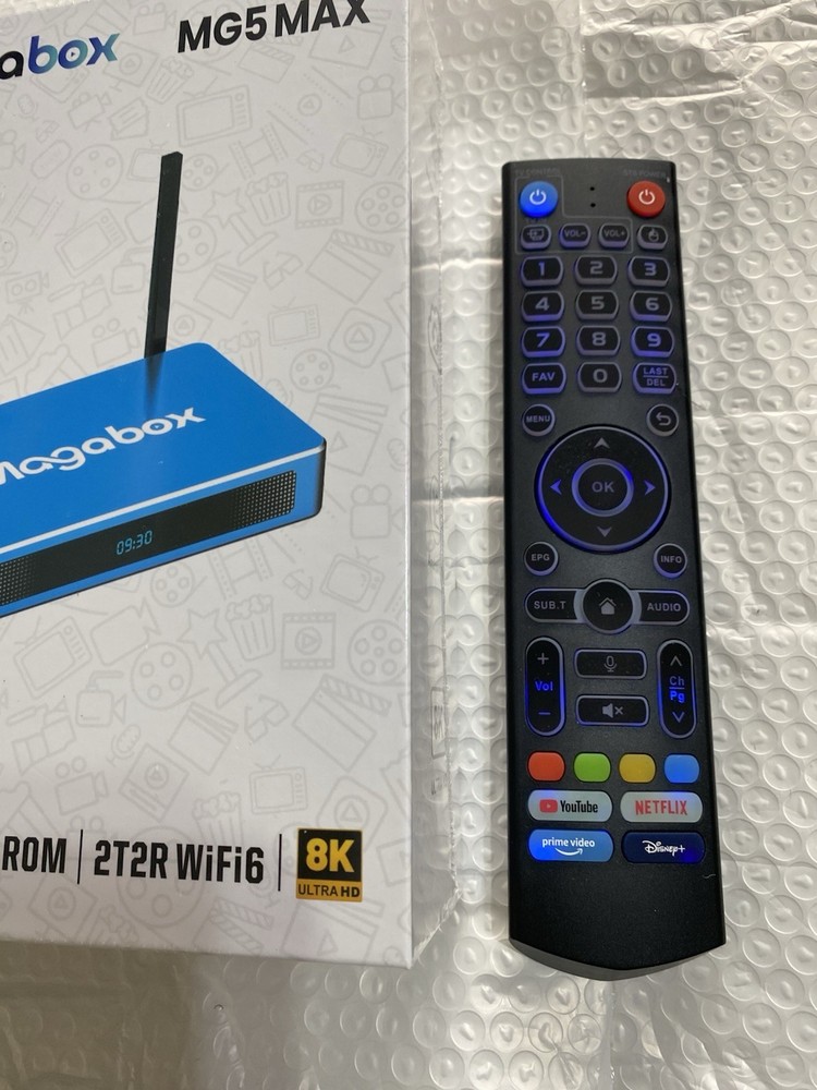 New 2026 Magabox MG5 MAX + Backlit Remote – 8k UHD, 128GB – Voice Command – DVR