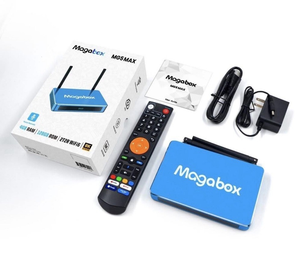 Magabox MG5 MAX 128GB 8K Wi-Fi 6 Media Streamer Blue HDMI Voice Assistant