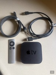 Apple TV Box Media Streamer w/ Remote, HDMI & Power Cables, Black/Silver