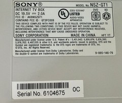 Sony 1080p Internet Google TV Box w/ Remote & Power Supply NSZ-GT1 Tested