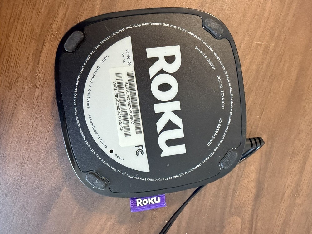 Roku LT 2450X Streaming Media Player 720p HD HDMI Purple WiFi w/ Power Adapter