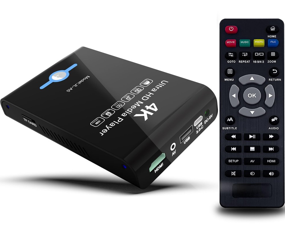 4K Ultra HD Media Player & HDD Enclosure 2-in-1 – Play H.265/HEVC Piano black