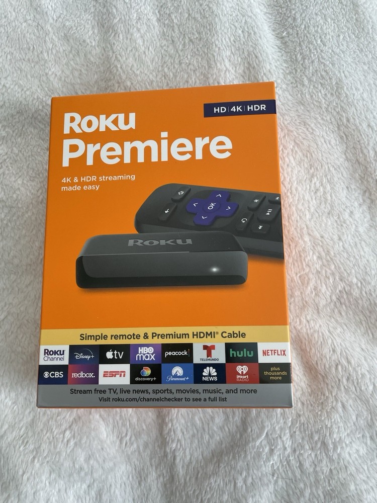 Roku Premiere Media 4K &HDR Streamer – 3920R (Black) NEW