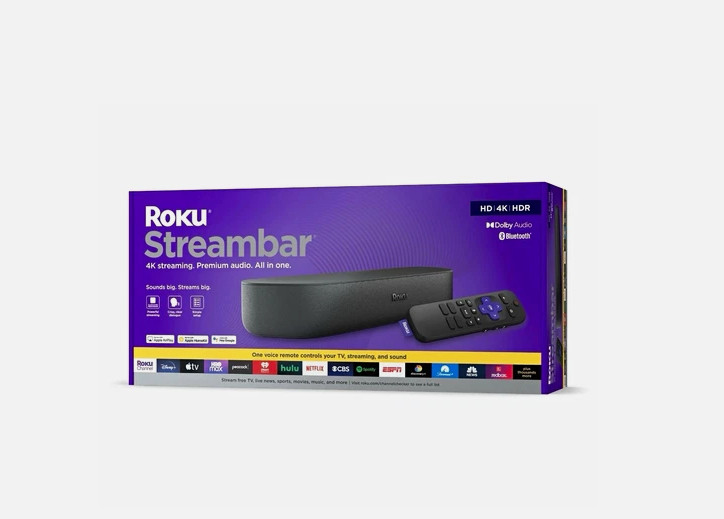 Roku Streambar 4K HDR Dolby Audio Voice Remote Bluetooth Black – Brand New