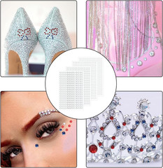4 Sheets Self Adhesive Pearl Stickers, Self 4 Sizes Bling Rhinestone Sticker, Rh