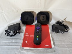 Two (2x) Roku 3 4200X 1080p Streamer Black Dolby Digital Ethernet HDMI USB – 2B
