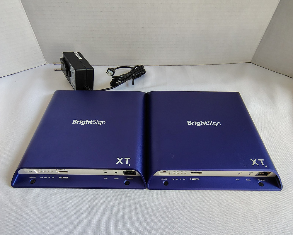 Lot of 2 BrightSign XT244 Digital Signage Players + 1) Power Adapter