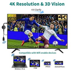 Darlyor 4K Wireless Hdmi Display Dongle Adapter 1080P Wifi Casting Movies Shows