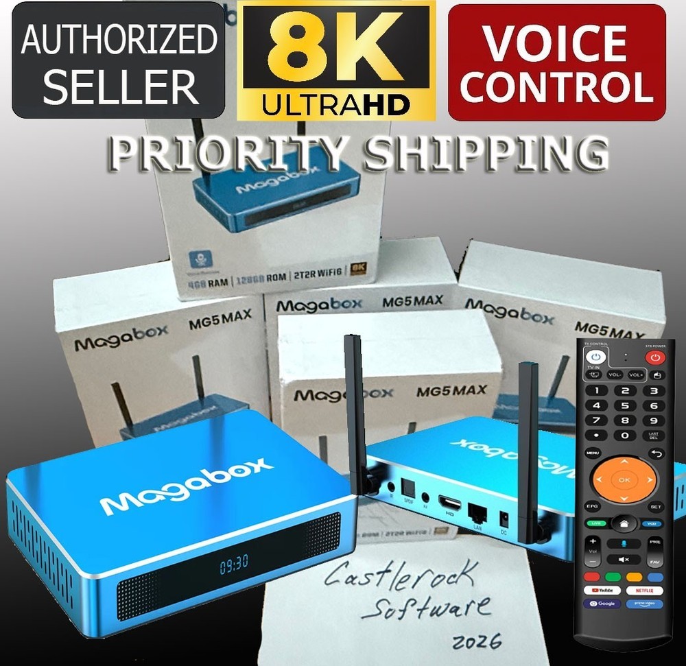 MagaBox MG5 MAX | 2026 Model | 8K UHD | Wi‑Fi 6 | Voice Remote | Fast Ship!