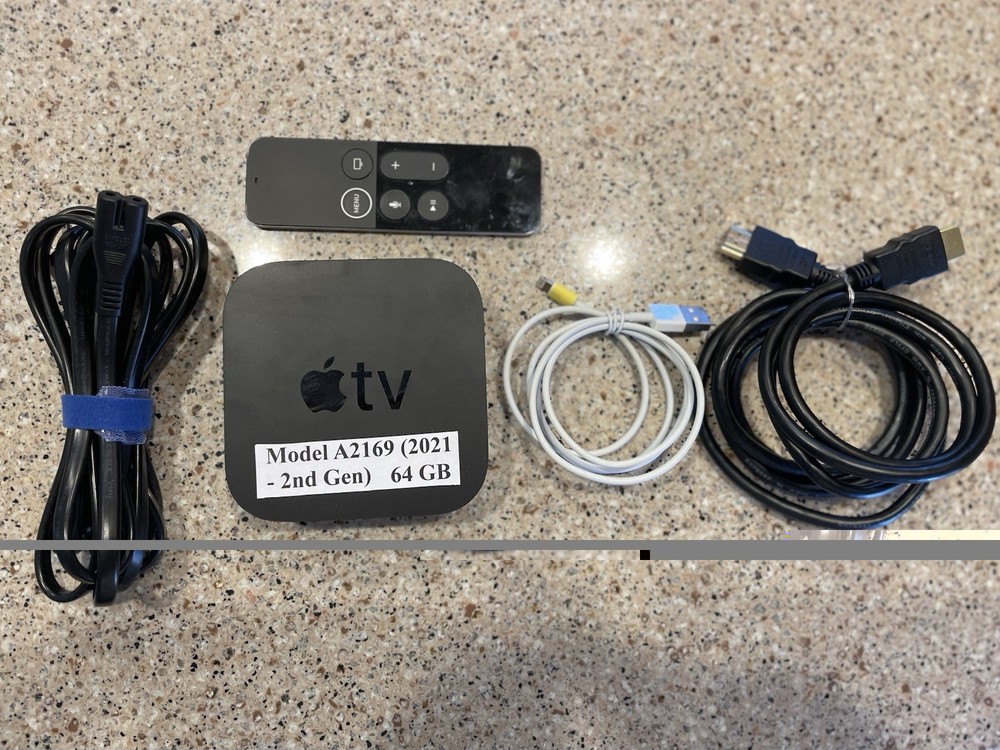 Apple TV A2169 64GB 4K Black Media Streaming Box w/ Remote, HDMI/Ethernet