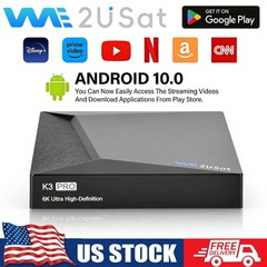 We2USat K3 PRO 6K Ultra HD Streaming Box, Android 10, WiFi, Voice Remote Control