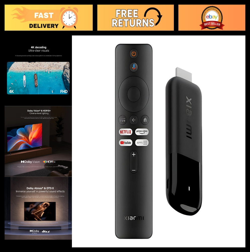 4K Streaming Media Player, Google TV, Dolby Vision, HDR10+, Wi-Fi 6, Voice Remot