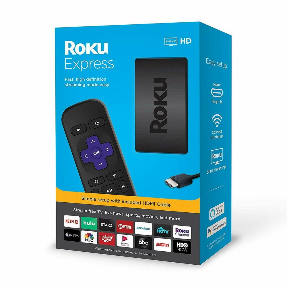 Roku Express 3930R 5X More Powerful HD Media Streamer – Black Latest Edition
