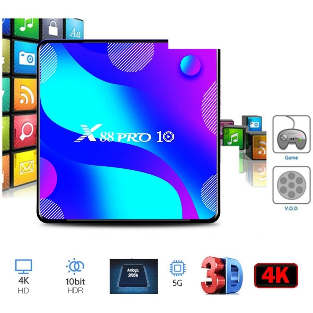 X88 Pro 10 Android Tv Box 11.0 Smart Tv Box Rk3318 2Gb 16Gb Support 2.4G/5G