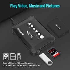 4K@30hz HDMI TV Media Player HDMI/AV Output Digital MP4 Player for 14TB HDD