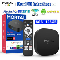 Mortal T1+ RK3518 Rockchip Smart TV Box BT5.4 Android 16.0 ROM 128GB RAM 8GB Wif
