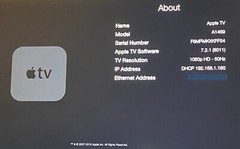 Apple TV (3rd Gen) 1080P or 720P video, Model A1427, MD199LL/A, Optical Audio