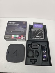 Roku 4 (Model 4400x) 4K UHD Streaming Player+Remote+Adapter (Used)