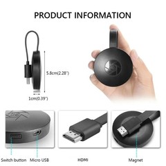 Portable Miracast Dongle Compatible For ios Android Screen 1080P G2 Wireless