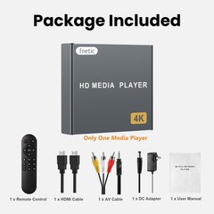 4K Digital Media Player, TV MP4 Video Player with HDMI/AV Output, Digital Sig…