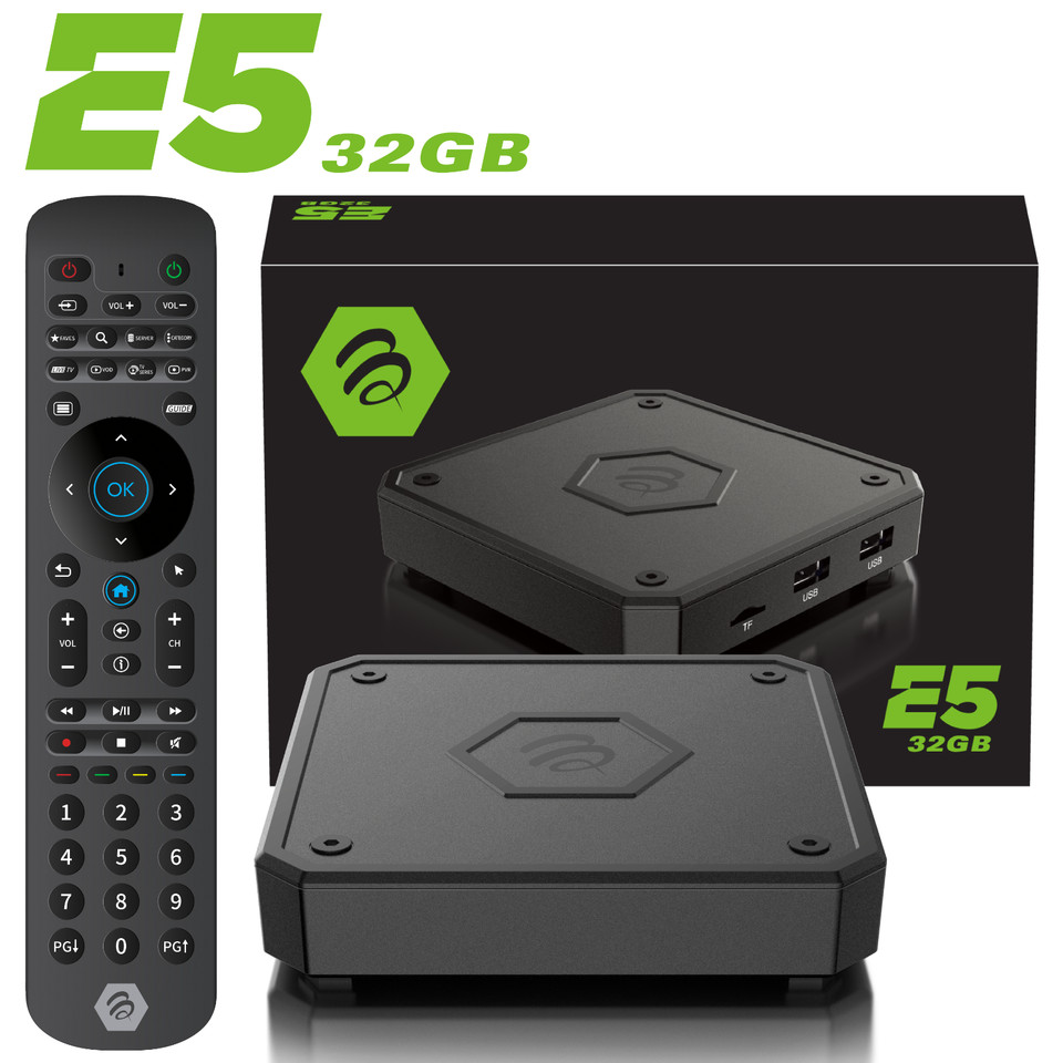 BuzzTV E5 Essentials 32GB 4K Android TV Box Dual-Band WiFi USB-C Media Player