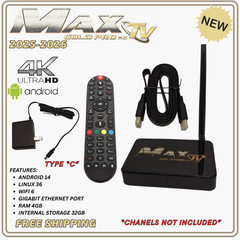 MaxTV Gold PRO 25 Max TV 4K Quad Core 64 Bit 2025-2026 + VOICE REMOTE CONTROL