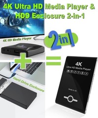 4K Ultra HD Media Player & HDD Enclosure 2-In-1 – Play H.265/HEVC H.264/AVC MP4