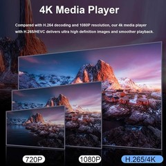 4K Ultra HD Digital Media Player with Remote Control, Supports HDD/USB Drive/…