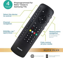 Philips Elite Plus SRP2024R Four Device Universal Remote Control For Roku 2in1