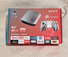 M77 Android TV Game Box 4K 8K HDR 5G w/ 2 Wireless Controllers New