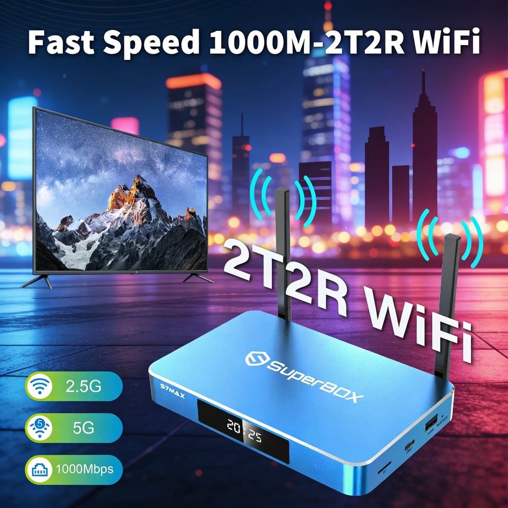 SuperBox S7 Max Quad Core Streaming Box Dual Band WiFi 1000Mbps Ethernet Port