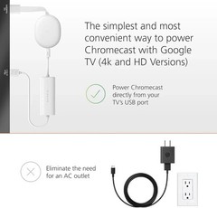 Mission USB Power Cable for Google TV (Power Chromecast 4K Version, White