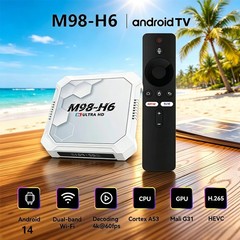 M98-H6 Android 14 TV Stick 4K Ultra HD HDMI Streaming Player WiFi Bluetooth 5.4
