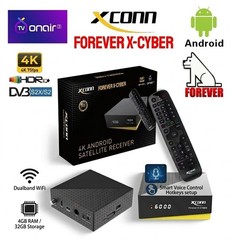 XCONN X-CYBER 4K Android Satellite Receiver 4GB/32GB Dual WiFi BT Voice Remote