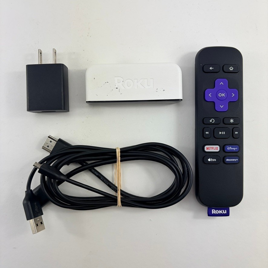 Roku Premiere 4K HDR Streaming Media Player 3920X with Remote and Cables White