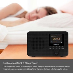 LEMEGA IR1 Portable WiFi Internet Radio, Bluetooth Speaker, & Dual Alarms Clock