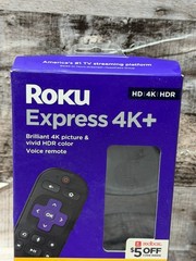 Roku Express 4K+ 3941R2 Streaming Player HDR Voice Remote HDMI Wi-Fi Black