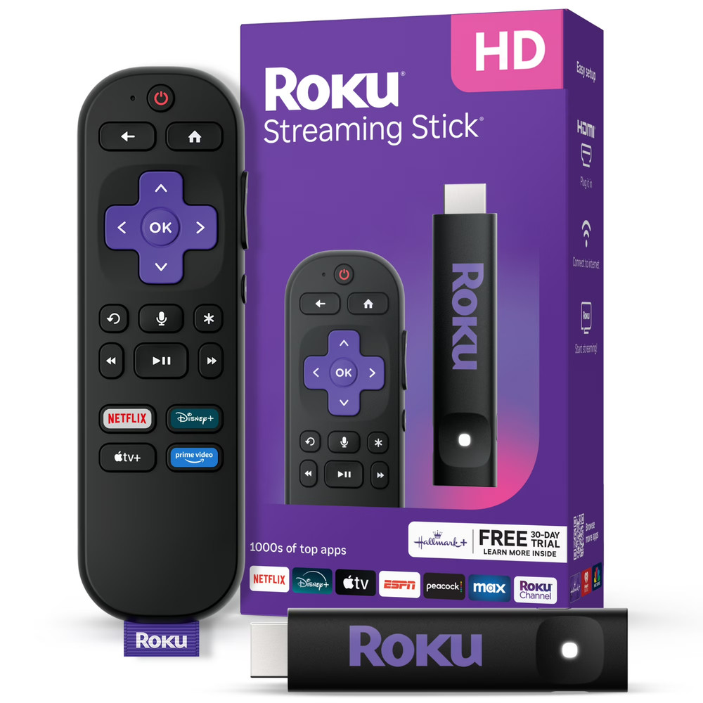 Roku Streaming Stick HD 2025 — HD Streaming Device for TV with Roku Voice Remote