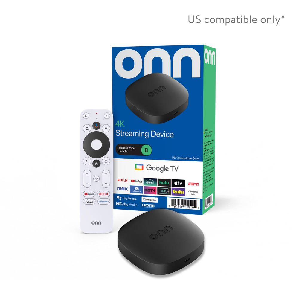 onn 4K Streaming Device, Google TV – Fast Streaming, Ultra HD, 8GB Storage, 2GB