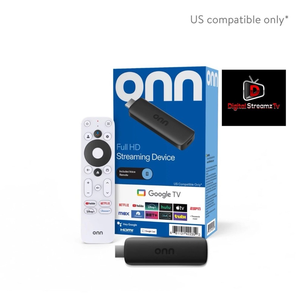 Onn Google TV Full HD Streaming Device, – Fast Streaming, 8GB Storage, 1.5GB