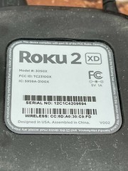 Roku 2 XD Streaming Media Player Streamer Black 3050X, Remote, AC Power Adapter