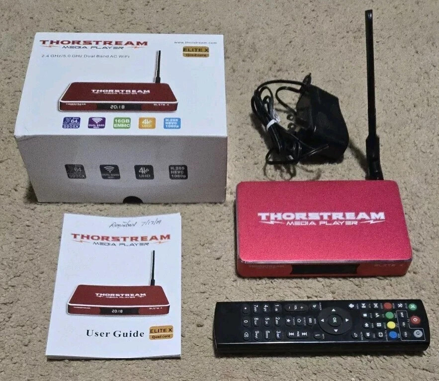 Thorstream Elite X Quad Core Wifi 4K UHD Streaming TV Media Box w Remote Control