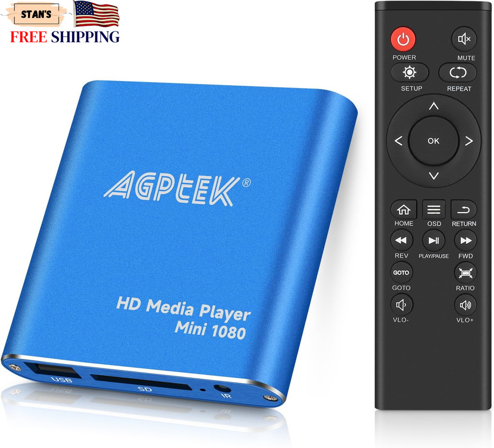 HDMI Media Player Blue Mini 1080p Full-HD Ultra HDMI MP4 Player for MKV/RM NEW